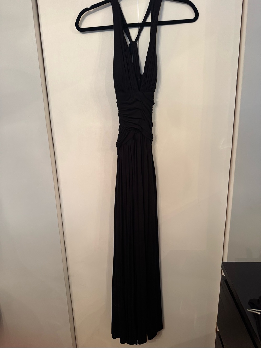 Black Cross-Back Maxi Dress - Elegant Evening Wear